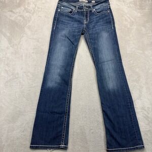 BKE Jeans Womens 29L Stella Bootcut Leg Whiskered Medium Wash Stretch Blue Denim
